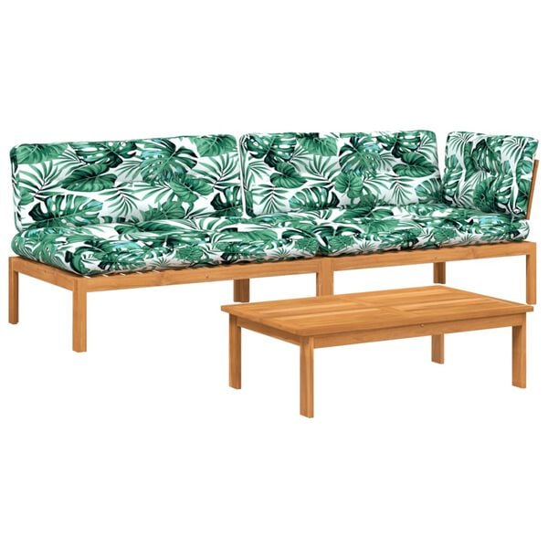 vidaXL sofas&aelig;t til haven 3 dele tr&aelig;paller med hynder massivt akacietr&aelig;
