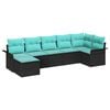 vidaXL Havesofa S&aelig;t med opbevaring 7 pcs Sort polyrattan
