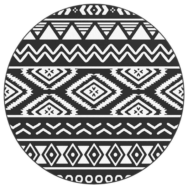 vidaXL udendørs gulvtæppe ARAKIL Ø120 cm PP sort