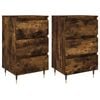 vidaXL sengeborde 2 stk. 40x35x69 cm konstrueret tr&aelig; r&oslash;get egetr&aelig;