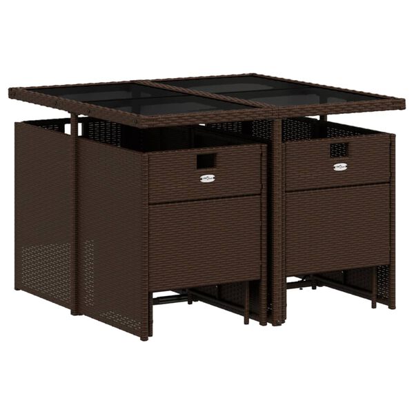 vidaXL spisebordss&aelig;t til haven 9 dele med hynder polyrattan brun