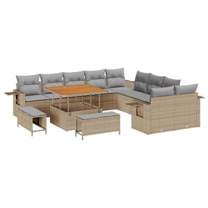 vidaXL Havesofa S&aelig;t 13 pcs Beige polyrattan