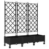 vidaXL Haveplantekasse med espalier og hjul 3 stk. Sort PP