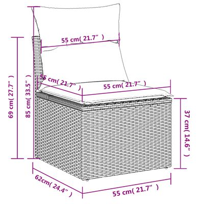 vidaXL sofasæt til haven 12 dele med hynder polyrattan grå