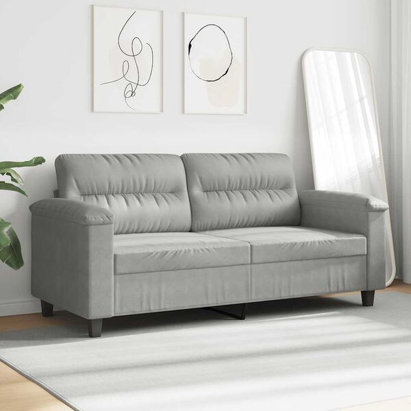 vidaXL 2-personers sofa 140 cm mikrofiberstof lysegr&aring;