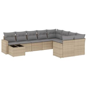 vidaXL sofas&aelig;t til haven 10 dele med hynder polyrattan beige
