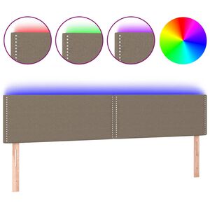 vidaXL sengegavl med LED-lys 180x5x78/88 cm stof gr&aring;brun