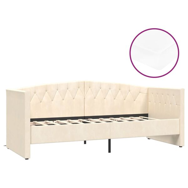 vidaXL daybed med madras og USB 90x200 cm fl&oslash;jl cremefarvet