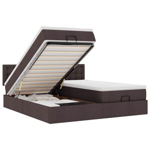 vidaXL osmannisk sengeramme med madrasser 200x200 cm stof m&oslash;rkebrun