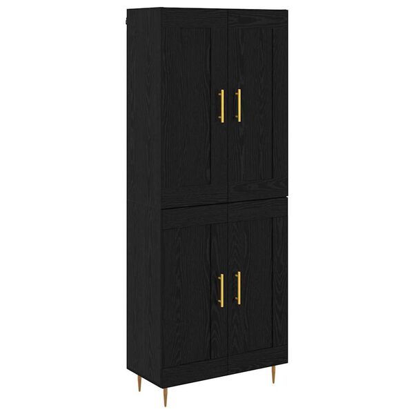 vidaXL Highboard Sort eg 69,5 x 34 x 180 cm Konstrueret tr&aelig;