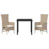 vidaXL Have Spisebordss&aelig;t med pude 3 pcs Beige polyrattan