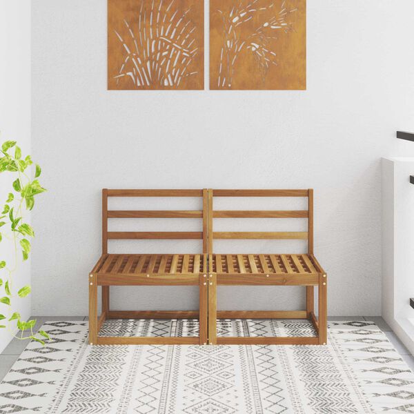 vidaXL 2 Stk Udend&oslash;rs Mellem Sofa Massivt Akacietr&aelig; Naturfarvet