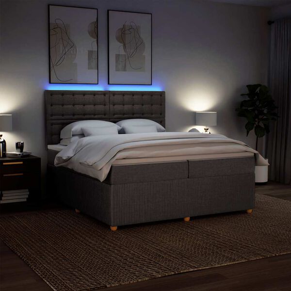 vidaXL kontinentalseng med madras 200x200 cm stof gr&aring;brun