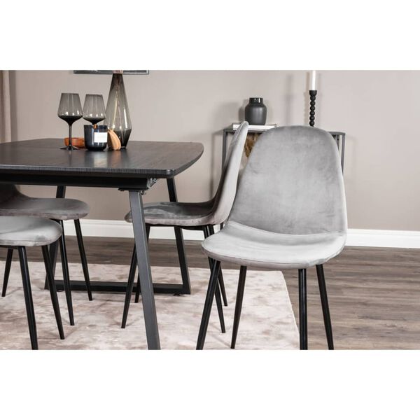 Venture Home spisebordsstole 2 stk. Polar velour gr&aring; og sort