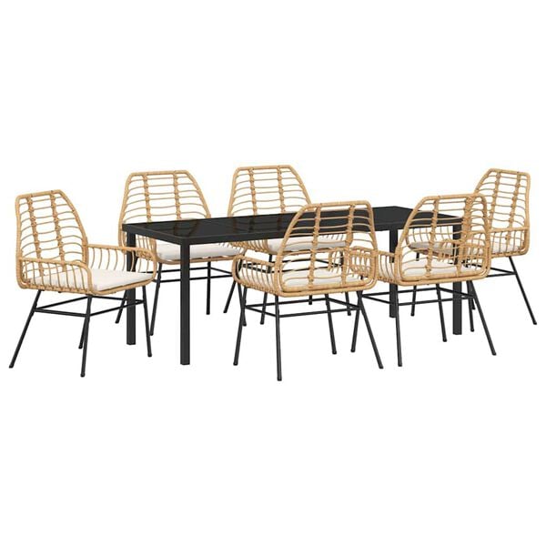 vidaXL Have Spisebordss&aelig;t 7 pcs Brun polyrattan