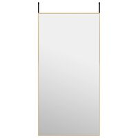 vidaXL dørspejl 50x100 cm glas og aluminium guldfarvet
