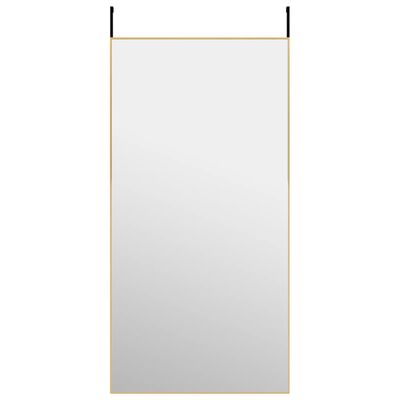 vidaXL dørspejl 50x100 cm glas og aluminium guldfarvet