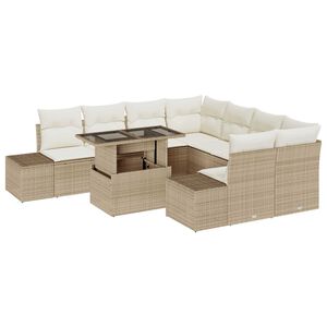 vidaXL Havesofa S&aelig;t med pude 9 pcs Beige og creme polyrattan