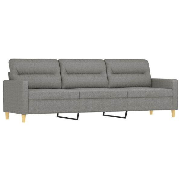 vidaXL 3-personers sofa med puder og hynder 210 cm stof m&oslash;rkegr&aring;