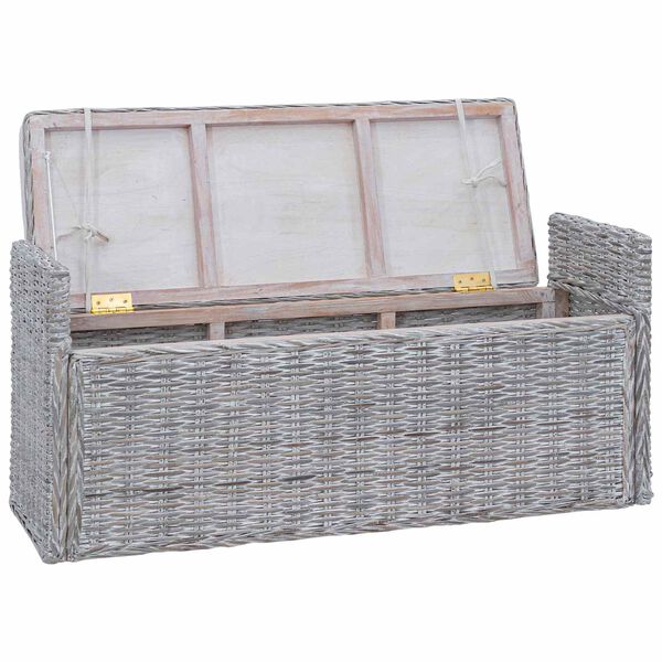 vidaXL Opbevaringsb&aelig;nk med pude Hvidvask 110 x 40 x 50 cm Rattan