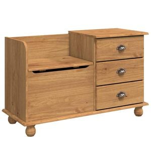 vidaXL Opbevaringsb&aelig;nk ASKIM Brun 100 x 39 x 62 cm Massiv fyrretr&aelig;