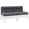 vidaXL 2-personers havesofa med hynder massivt fyrretr&aelig; hvid