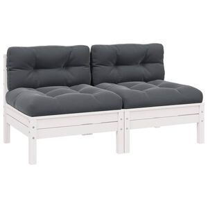 vidaXL 2-personers havesofa med hynder massivt fyrretr&aelig; hvid