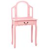vidaXL kosmetikbord med taburet 65x36x128 cm kejsertr&aelig; MDF pink