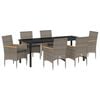 vidaXL Have Spisebordss&aelig;t med pude 7 pcs Gr&aring; polyrattan