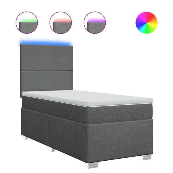 vidaXL kontinentalseng med madras 90x200 cm stof m&oslash;rkegr&aring;