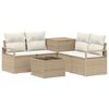 vidaXL Sofa S&aelig;t 6 stk. Beige og cremehvid Poly Rattan og St&aring;l