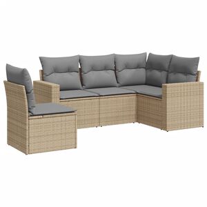 vidaXL sofas&aelig;t til haven 5 dele med hynder polyrattan beige