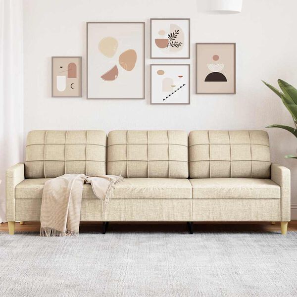 vidaXL 3-personers sofa 210 cm stof cremefarvet