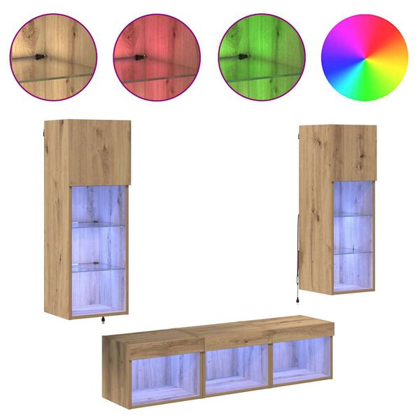 vidaXL TV V&aelig;gmonteringer V&aelig;gmonteret 5 pcs Sort eg Konstrueret tr&aelig;
