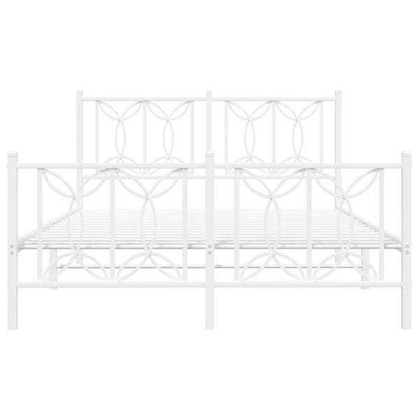 vidaXL sengeramme med sengegavl og fodg&aelig;rde 135x190 cm metal hvid