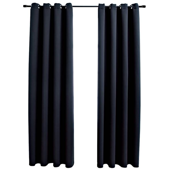 vidaXL m&oslash;rkl&aelig;gningsgardiner 2 stk. med metalringe 140 x 175 cm sort