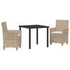 vidaXL Have Spisebordss&aelig;t 3 stk. Beige polyrattan