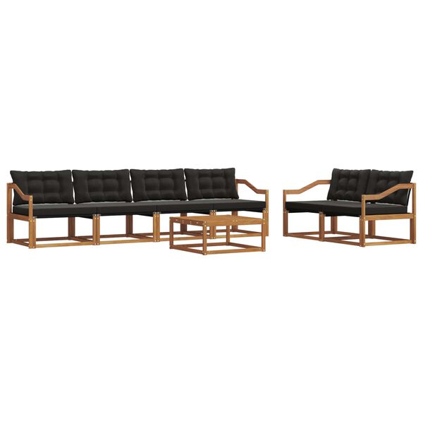 vidaXL Udend&oslash;rs sofagruppe med pude 7 pcs Naturlig og sort