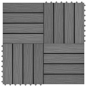 vidaXL 11 stk. terrassefliser med pr&aelig;gning 30x30 cm 1 m2 WPC gr&aring;