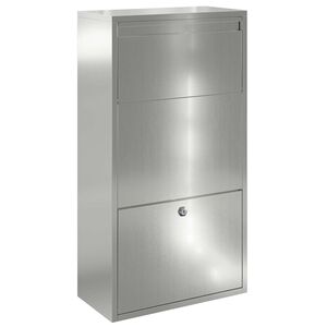 vidaXL Pakke drop boks med d&oslash;r S&oslash;lv 44 x 22 x 82 cm Galvaniseret st&aring;l