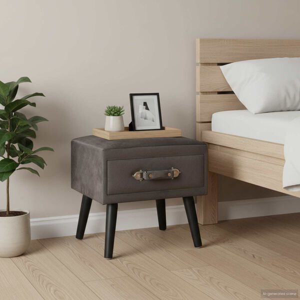 vidaXL sengebord grå 40 x 35 x 40 cm fløjl