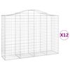 vidaXL buede gabionkurve 12 stk. 200x50x140/160 cm galvaniseret jern