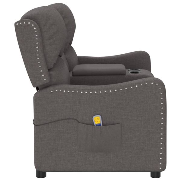 vidaXL 2-personers massagestol med kopholdere stof mørkegrå