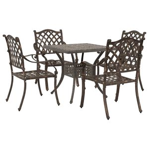 vidaXL Havebord s&aelig;t 5 pcs Bronze Gustt aluminium