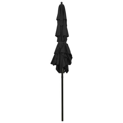 vidaXL parasol med aluminiumsstang i 3 niveauer 2x2 m sort