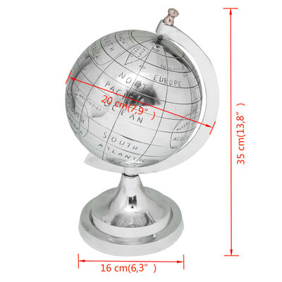 vidaXL globus med stander aluminium sølvfarvet 35 cm