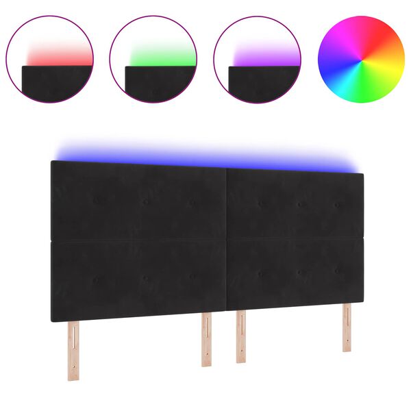 vidaXL LED sengegavl med LED -strimmellys Sort 200 cm Polyester