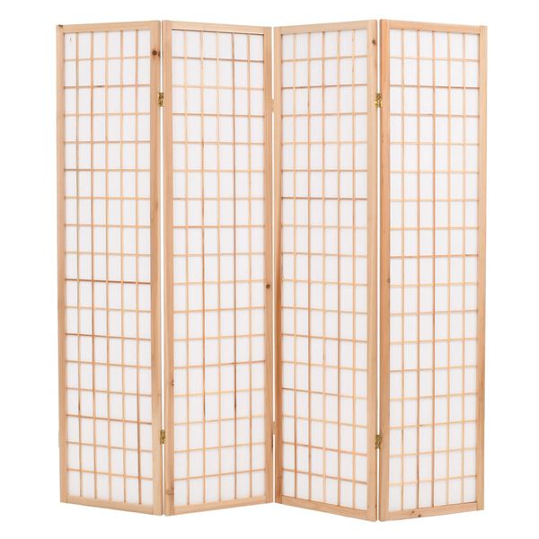 vidaXL foldbar 4-panels rumdeler japansk stil 160 x 170 cm naturfarvet