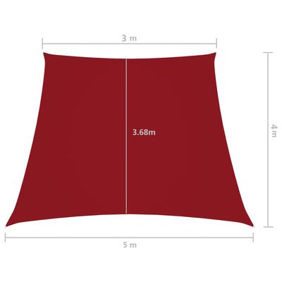 vidaXL solsejl 3/5x4 m trapezformet oxfordstof rød