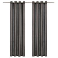 vidaXL gardiner med metalringe 2 stk. 140 x 245 cm bomuld antracitgrå